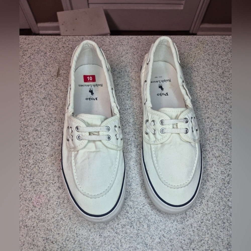 Polo by Ralph Lauren White Boat Shoes Classic Design